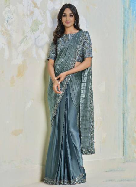 Gray Colour Taranaah Crepe Silk Party Wear Wholesale Saree Collection 22413